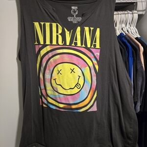 torrid Grey Nirvana Neon Smile Muscle Tee